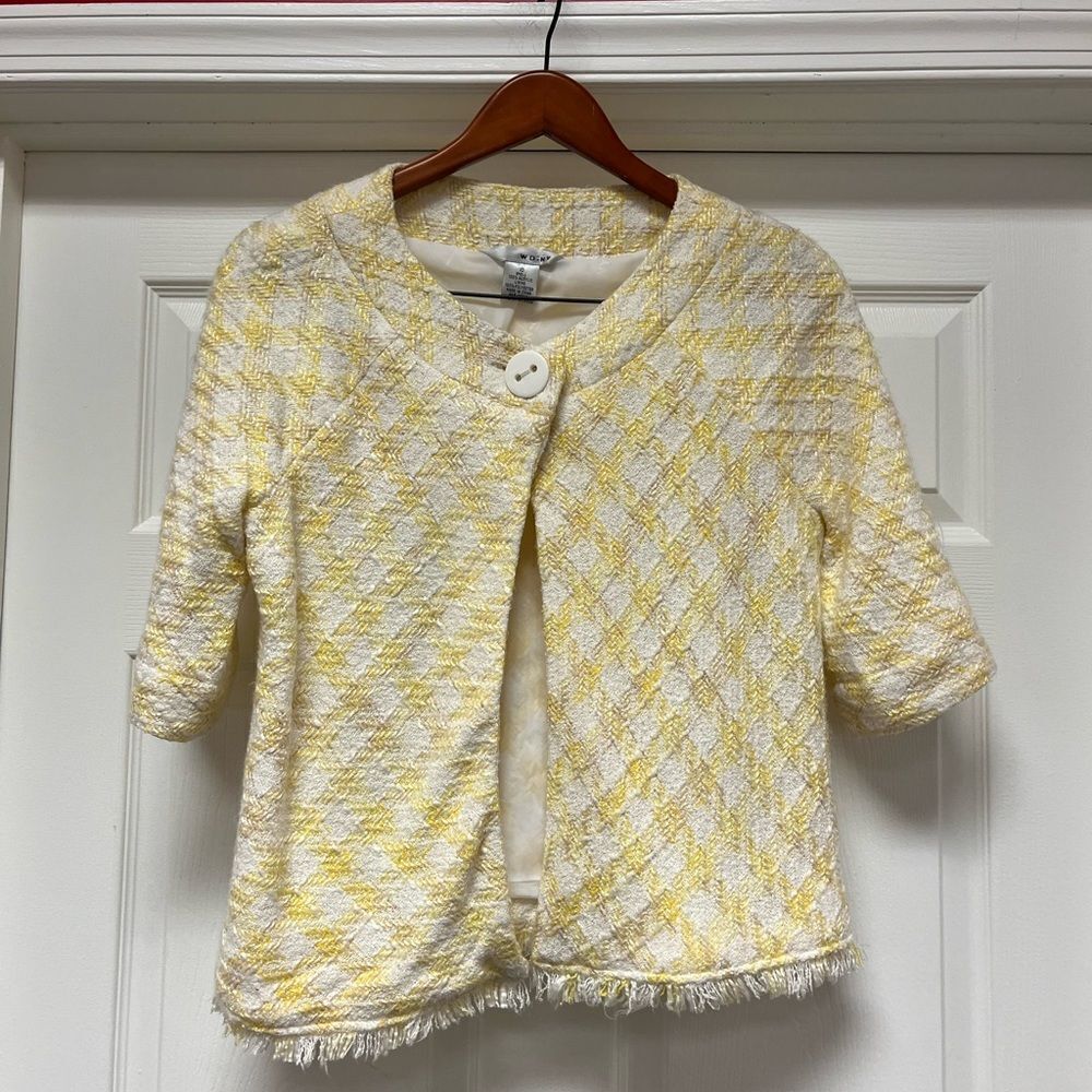 WD.NY Yellow Acrylic Tweed Blazer Jacket sz 10